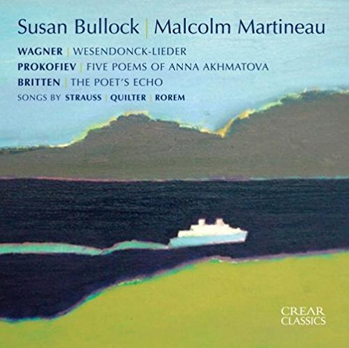 "CD cover with abstract landscape painting and text listing musical artists and compositions."
