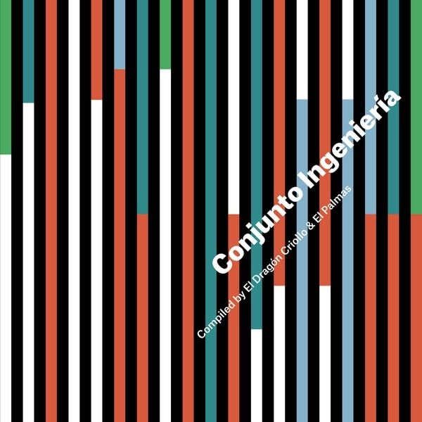 Vinyl record cover with colorful vertical stripes and white text.
