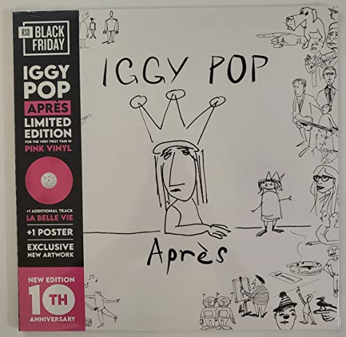Iggy Pop “Après” limited pink vinyl LP cover with sketched artwork.