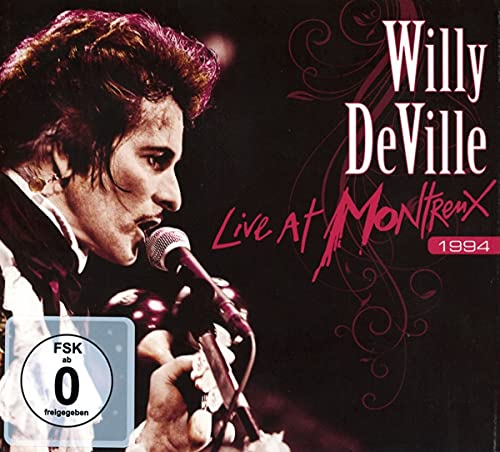 Willy DeVille album cover: portrait with microphone, purple and black tones.
