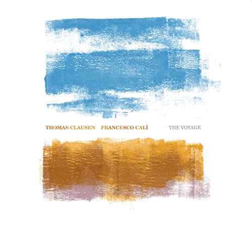 CD cover with abstract blue and gold brushstroke painting.