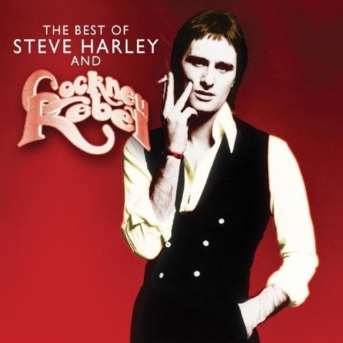 "CD cover featuring Steve Harley in a black vest against a red background."
