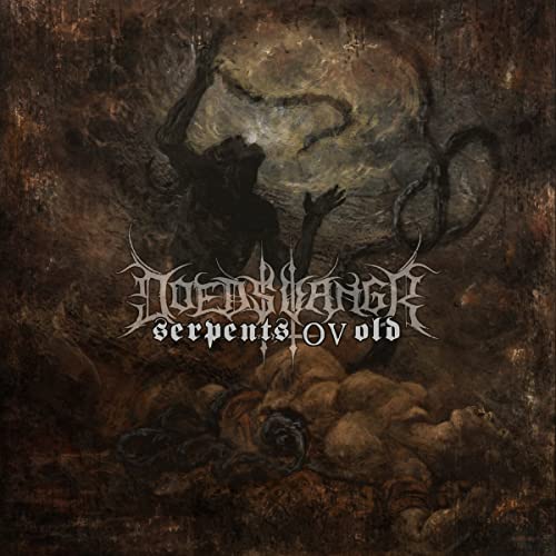 Dark album cover with figures, serpents, and the band name "Doedsvangr".