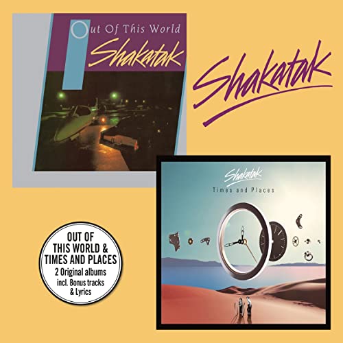 Shakatak double album CD cover featuring geometric designs and a jet.