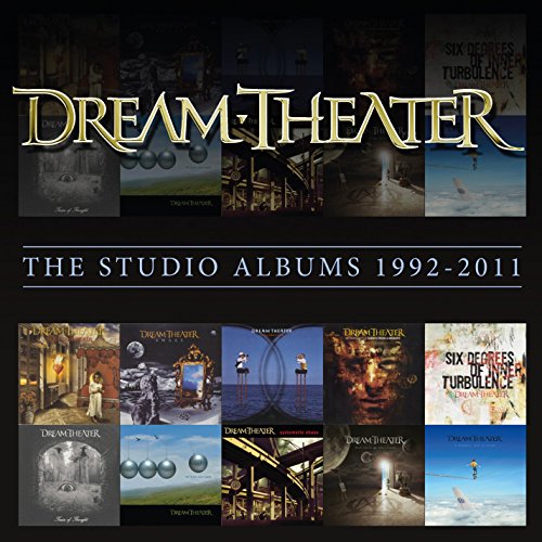 "Dream Theater" box set cover with 10 album covers on a dark background.
