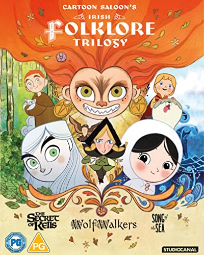 Blu-ray case with three discs, depicting Irish mythology-themed artwork.