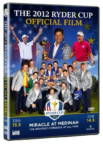 DVD cover for "The 2012 Ryder Cup" featuring golfers and the trophy.