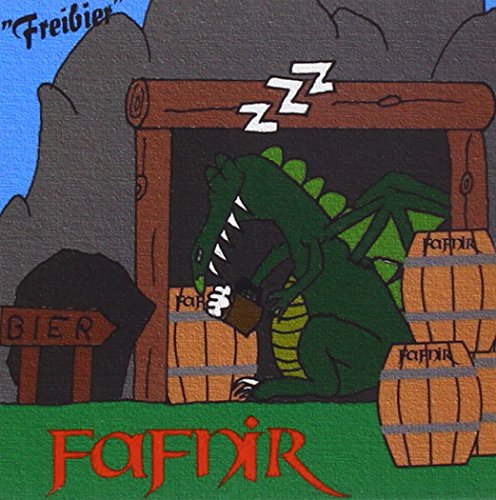 CD cover: green dragon guarding beer barrels in a painted landscape.