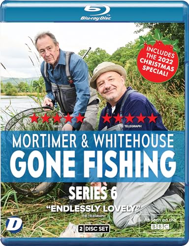 Bob Mortimer and Paul Whitehouse fishing by a river on a Blu-ray case cover.