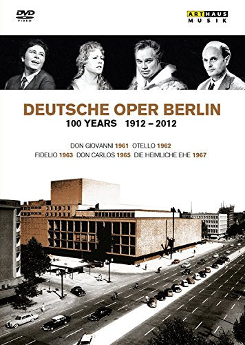 DVD cover featuring a building and four opera performers' portraits, with text details.