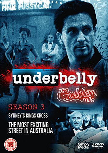 DVD cover for "Underbelly: The Golden Mile" with men and women in the background.