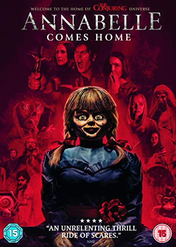 āAnnabelle Comes Homeā DVD cover featuring the doll and frightened faces.