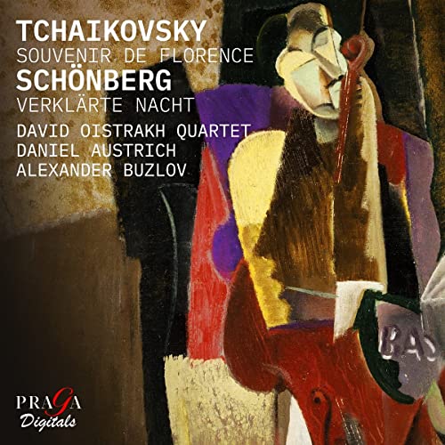 CD cover featuring abstract painting of a violinist and composers’ names.
