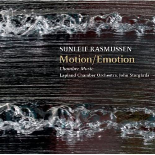 CD cover with swirling water and text: "Motion/Emotion" by Sunleif Rasmussen.