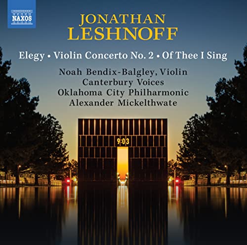 CD cover for Jonathan Leshnoff’s “Elegy” featuring a monument at sunset.