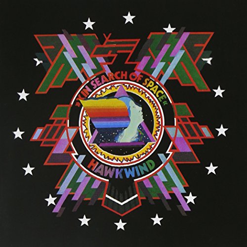"Hawkwind's 'In Search of Space' CD cover featuring a colorful, abstract design on a black background."
