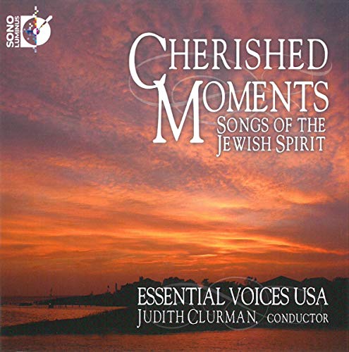 CD cover for “Cherished Moments” by Essential Voices USA, sunset background.