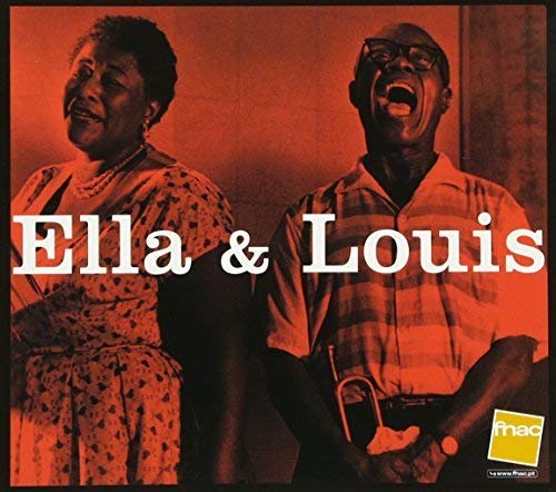 Ella Fitzgerald and Louis Armstrong CD cover, warm red tones.