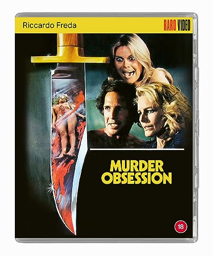 Blu-ray cover for "Murder Obsession" featuring a knife and frightened faces.