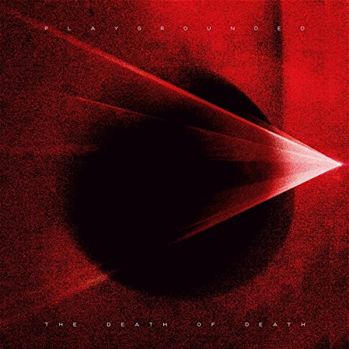Red album cover with abstract black shape and white text: "Playgrounded".