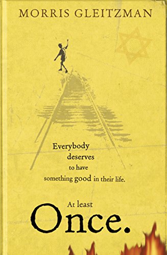 The alt text for the image is: "Yellow book cover with silhouette of boy on train tracks."