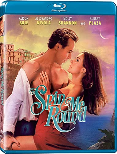 Spin Me Round" Blu-ray cover featuring a couple embracing against a coastal backdrop.