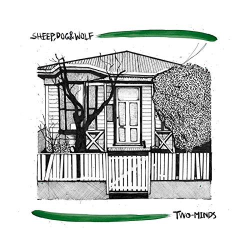 Black and white sketch of a house with green brushstroke accents.