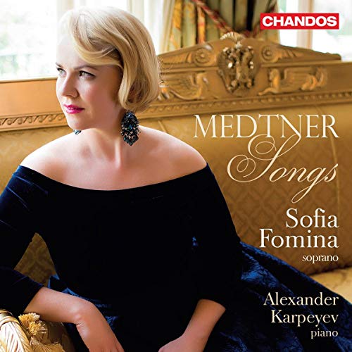 CD cover featuring a blonde woman in a black dress, titled "Medtner Songs".