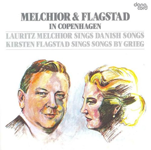 CD cover: Portraits of Lauritz Melchior and Kirsten Flagstad, painted style.