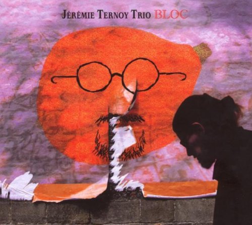 "Album cover with illustration of a man wearing glasses on a wall."