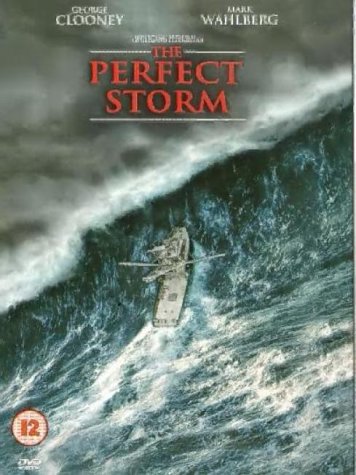 DVD cover for "The Perfect Storm" depicting a boat in rough seas.