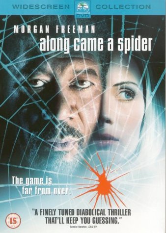 DVD cover for "Along Came A Spider" featuring a man and woman's faces with a spider web.