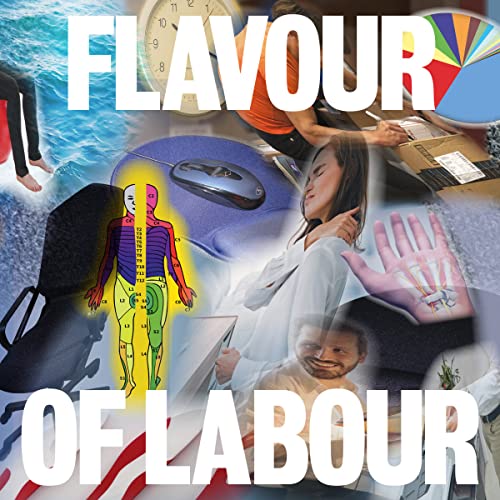 Album cover for "Flavour Of Labour" featuring collage of work and anatomy.