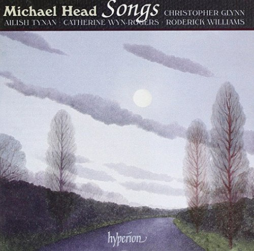 "Album cover with a watercolor painting of a road under a full moon."
