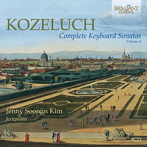 "CD cover with 18th-century garden scene, title 'Kozeluch' and artist 'Jenny Soojin Kim'."