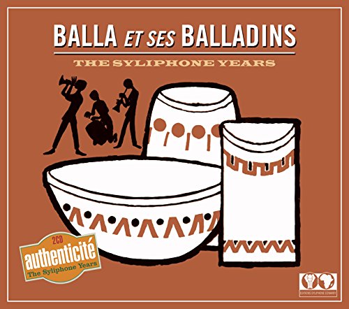 Brown album cover with white drums and silhouettes of musicians playing.