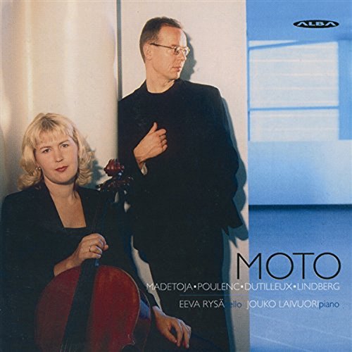 "CD cover featuring a man and woman in dark attire, minimalist background."
