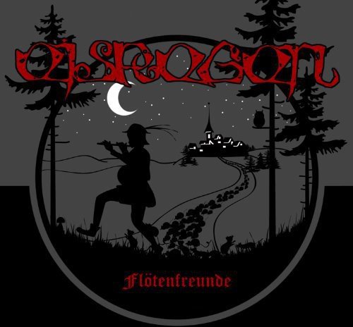 CD cover: Silhouette of a flutist in a forest under a crescent moon.