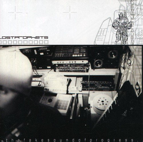 Album cover with black and white image of recording studio equipment and robotic figure.