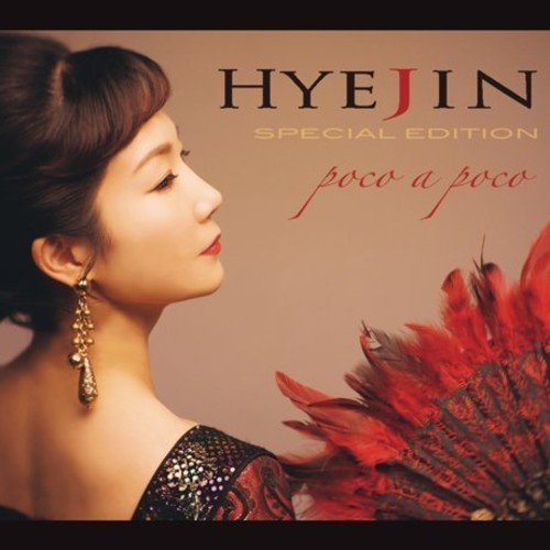 CD cover featuring Hyejin in profile with red feather fan.