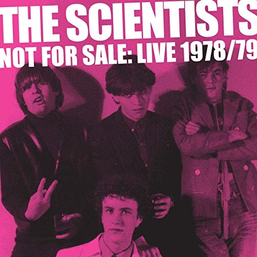 Pink album cover featuring four members of The Scientists band.