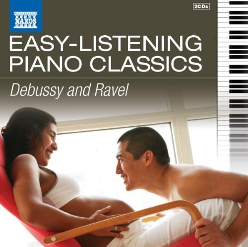 "CD cover with couple in red chair, piano keys, and 'Easy Listening Piano Classics' text."