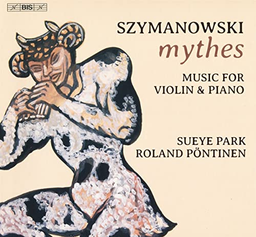 CD cover for Szymanowski’s “Mythes” featuring painted figure with a flute.