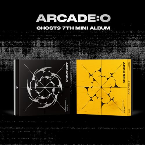 Ghost9’s “Arcade : O” album packaging, black and yellow geometric designs.