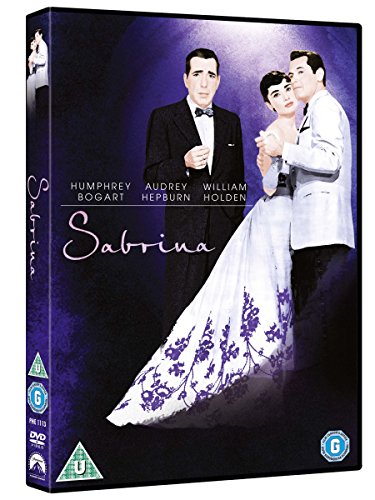 DVD case for "Sabrina" featuring Audrey Hepburn in a white dress with two men.