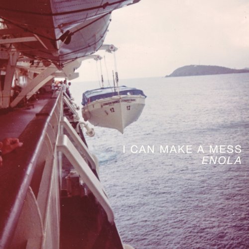 "Album cover featuring a boat being lowered from a ship into calm water."
