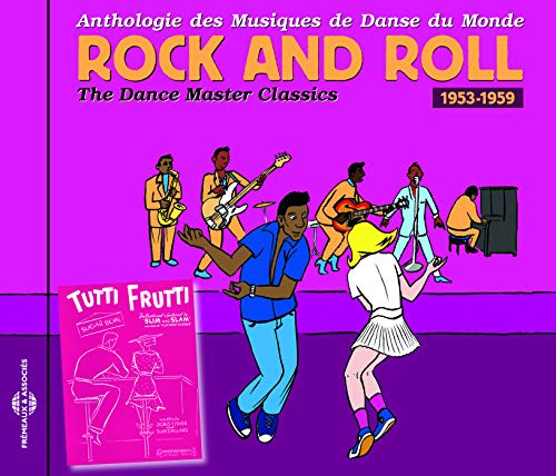 CD cover: illustrated rock and roll band with dancers, 1953-1959.