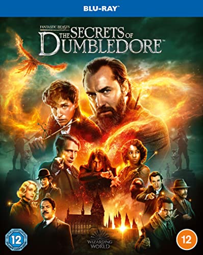 Fantastic Beasts: The Secrets of Dumbledore" Blu-ray cover with character portraits.