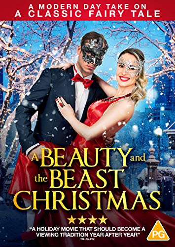 DVD cover for "A Beauty and the Beast Christmas" featuring a couple in formalwear.