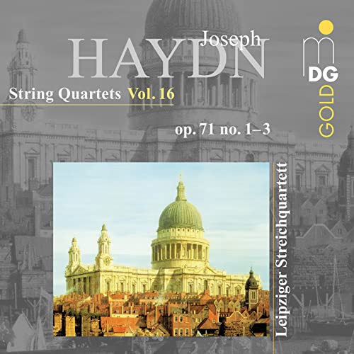 CD cover for Haydn string quartets with a church image.
